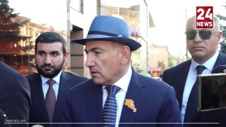 Никол Пашинян на брифинге в Ереване, Армения